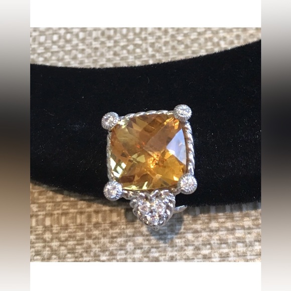 Pre-loved Judity Ripka "Clip" Citrine Stud Earrings! - Picture 3 of 4